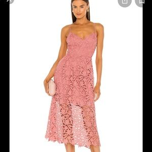 ASTR Lace A line MIDI Dress- Pink Mauve